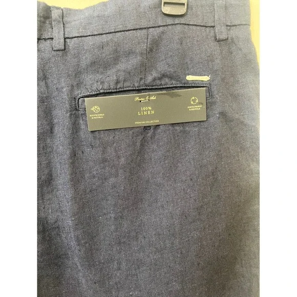 Porter & Ash Men Navy Blue 100 Linen Premium Collection Shorts Size 38 NWT - Picture 3 of 7